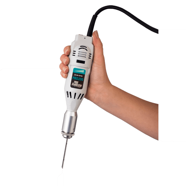 Bio-Gen PRO200 hand-held rotor-stator homogenizer with PRO Quick Connect stainless-steel probe for 0.03 mL–1 L samples
