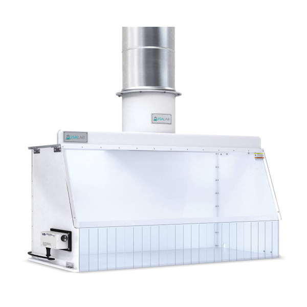 USA Lab ducted fume hood with integrated exhaust fan designed for safe removal of chemical fumes and vapors in laboratory environments