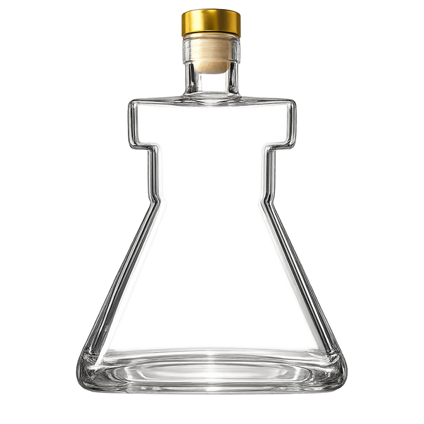USA Lab Erlenmeyer Flask Decanter Bottle 750 mL glass decanter for whiskey, bourbon, vodka, and tequila, lab-themed barware and decor.