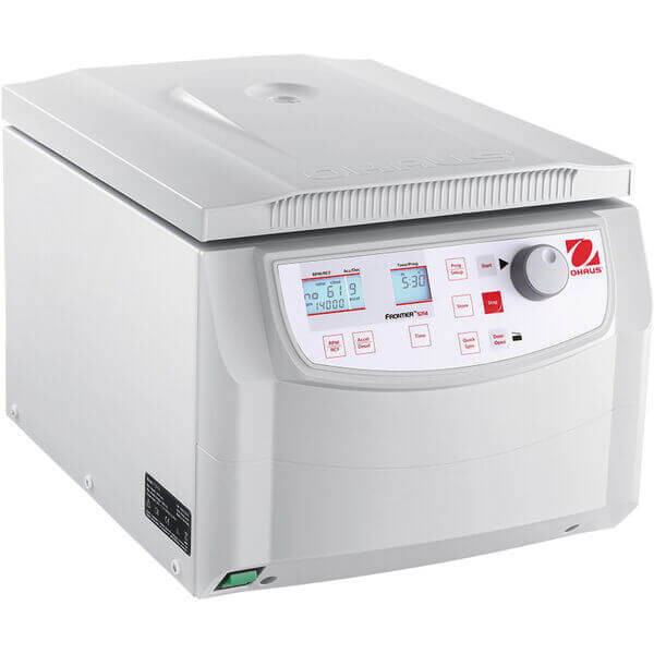 FC5714 Frontier 5000 Series Multi Pro laboratory centrifuge 120V with backlit LCD display and stainless steel chamber for high-speed sample separation up to 14,000 rpm and 18,624 × g.