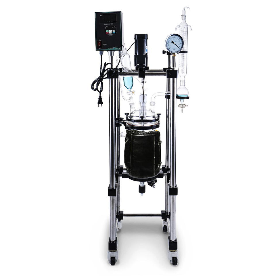 USA Lab 5L Single Jacketed Glass Reactor  (Optional ETL, Explosion Proof & Pneumatic Mixers)