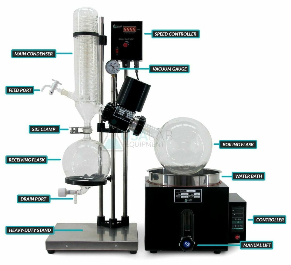New 110V 5L Rotary Evaporator Rotovap RE-501 - 180°C - 1 Year Warranty