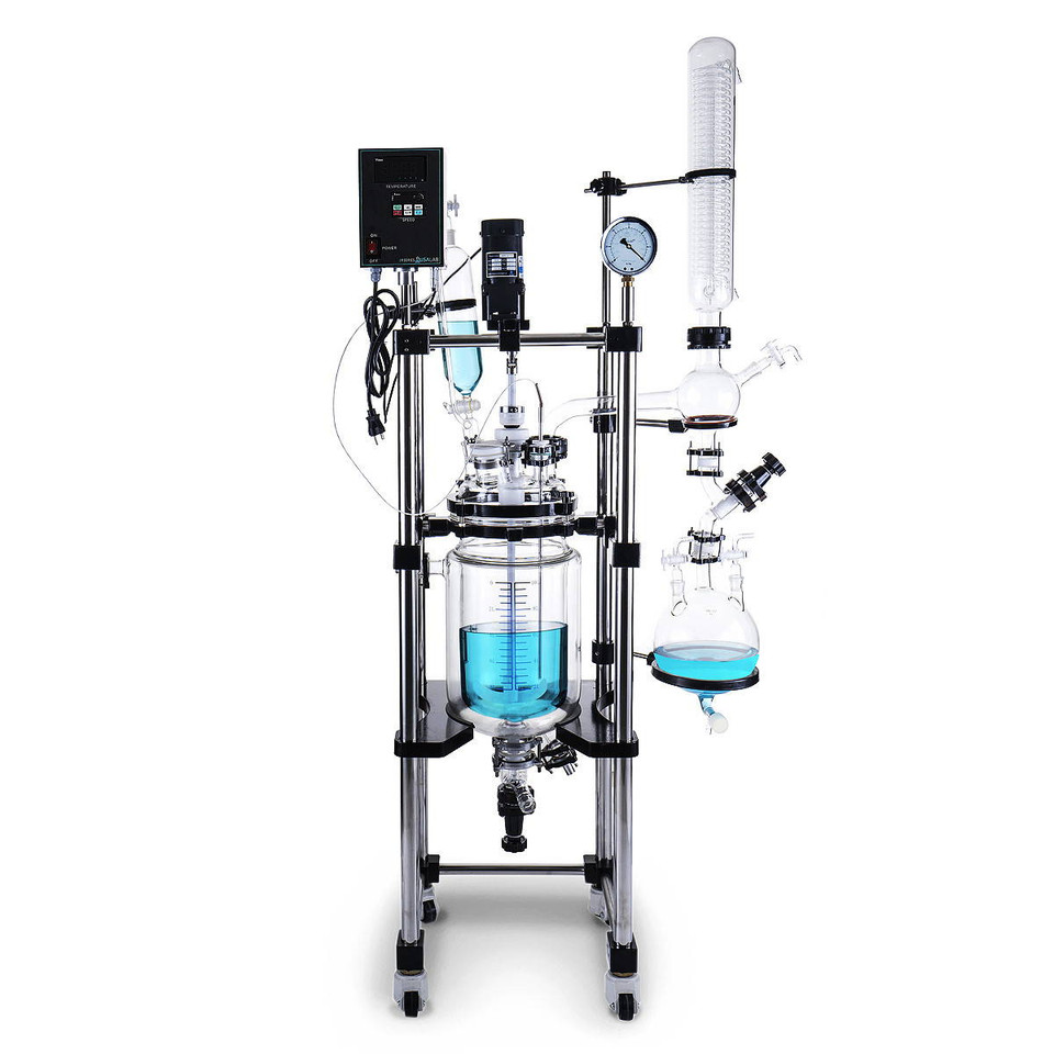 USA Lab 10L Single Jacketed Glass Reactor Turnkey System  (Optional ETL, Explosion Proof & Pneumatic Mixers)