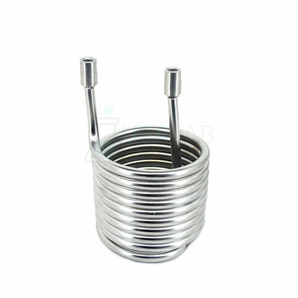 USA Lab 6 inch 304 stainless steel condensing coil with 1/2 inch FNPT connections for heating and cooling applications