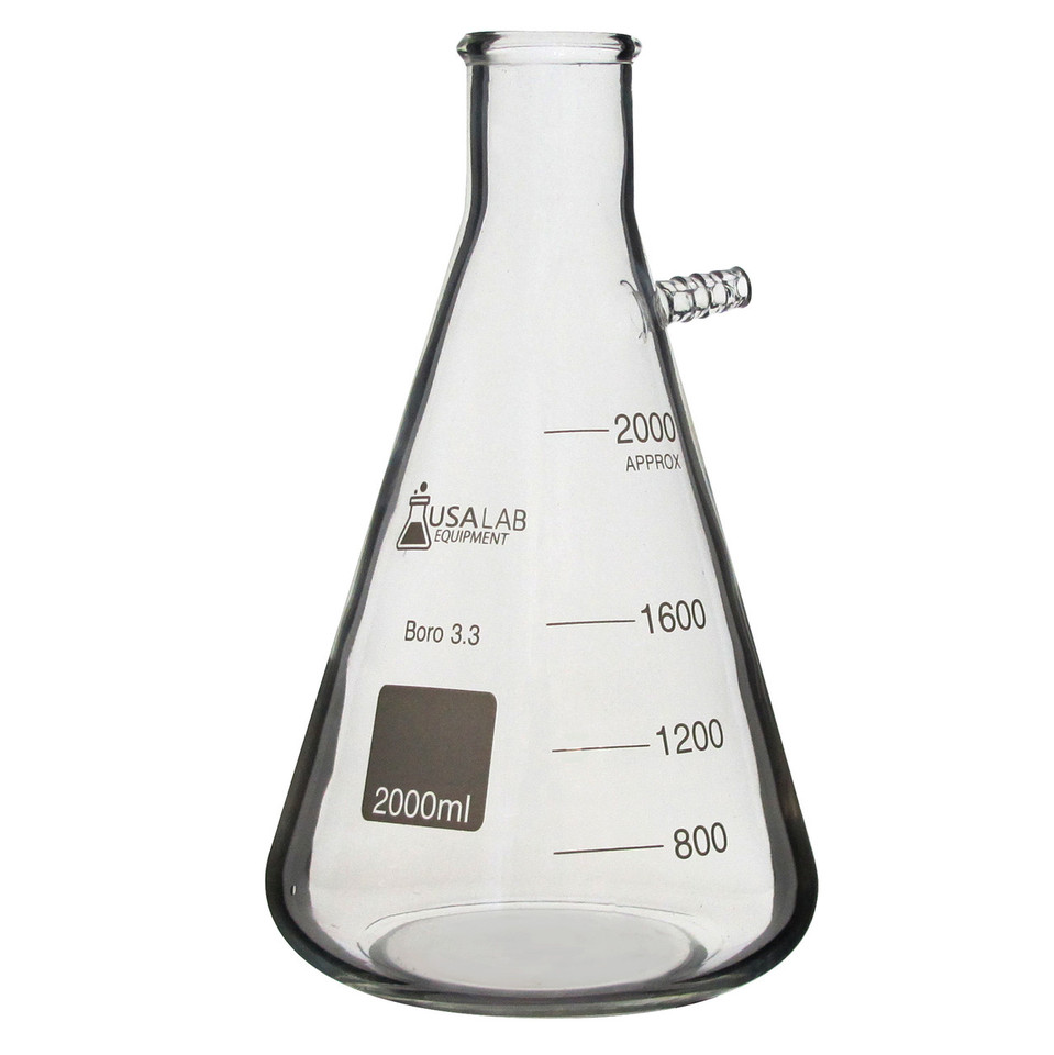 USA Lab 1L, 2L, 5L Boro 3.3 Heavy Wall Filter Flask 1/2" Barb