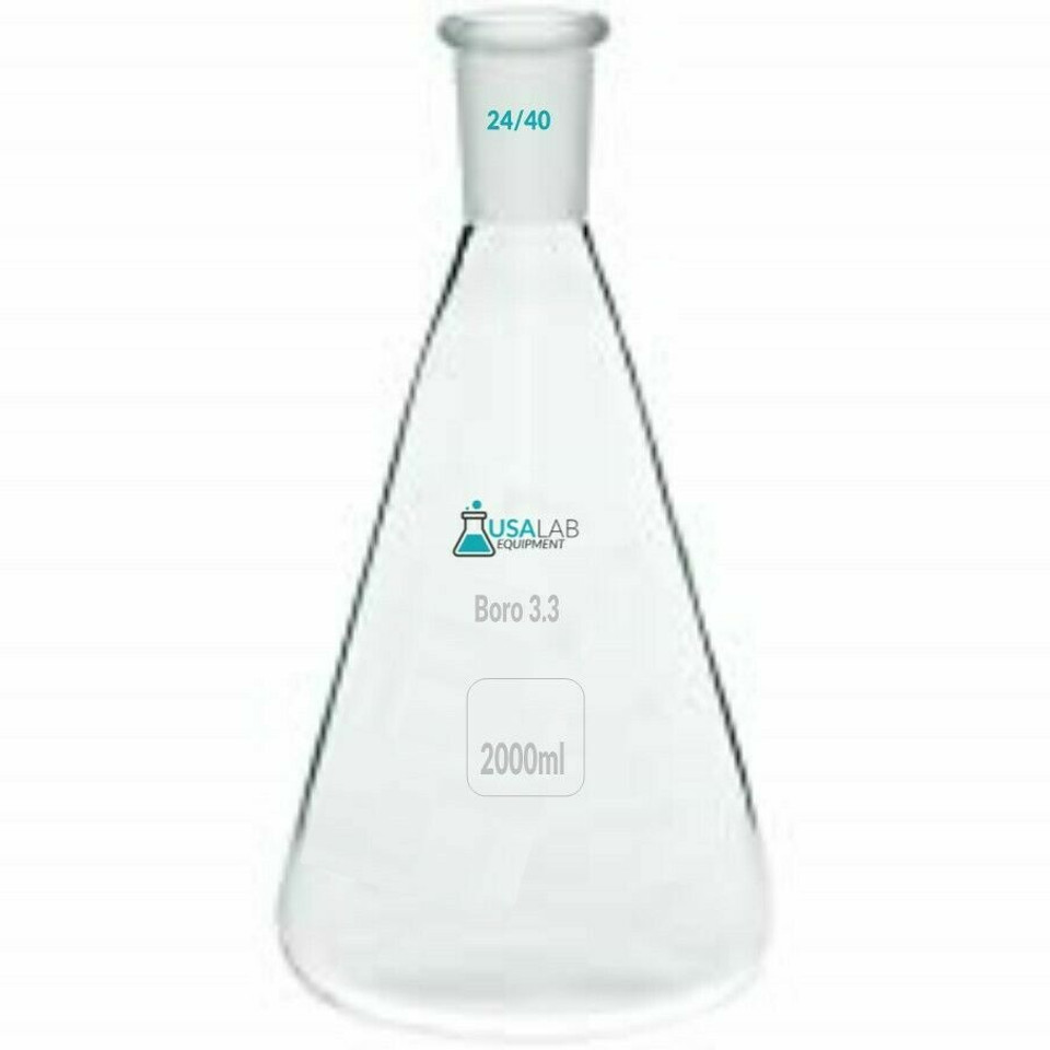 USA Lab 2000ML Erlenmeyer Flask 24/40 Borosilicate 3.3