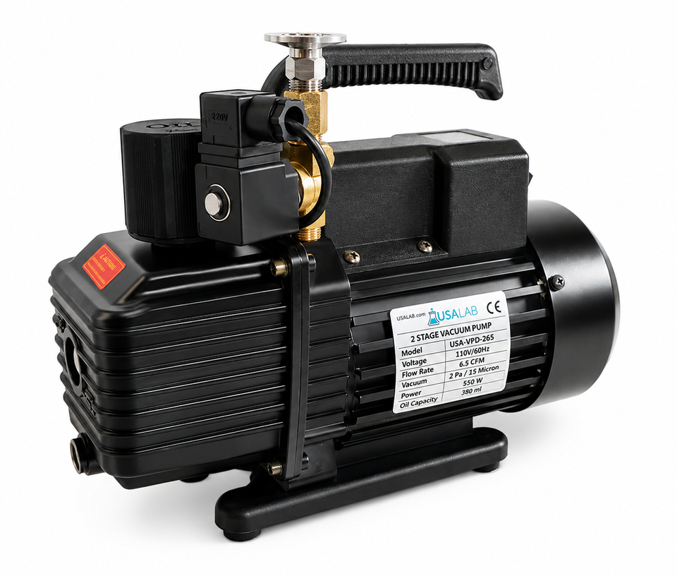 USA Lab Premium VPD-280 8 CFM 2-stage rotary vane vacuum pump for laboratory and industrial vacuum applications
