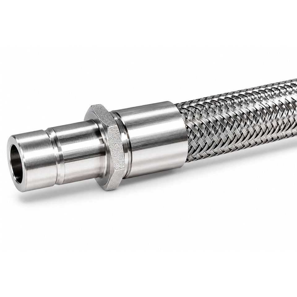 USA Lab USA Made Male Compression Tube Stub Hosing with 304 stainless steel compression ends and static dissipative Teflon hose