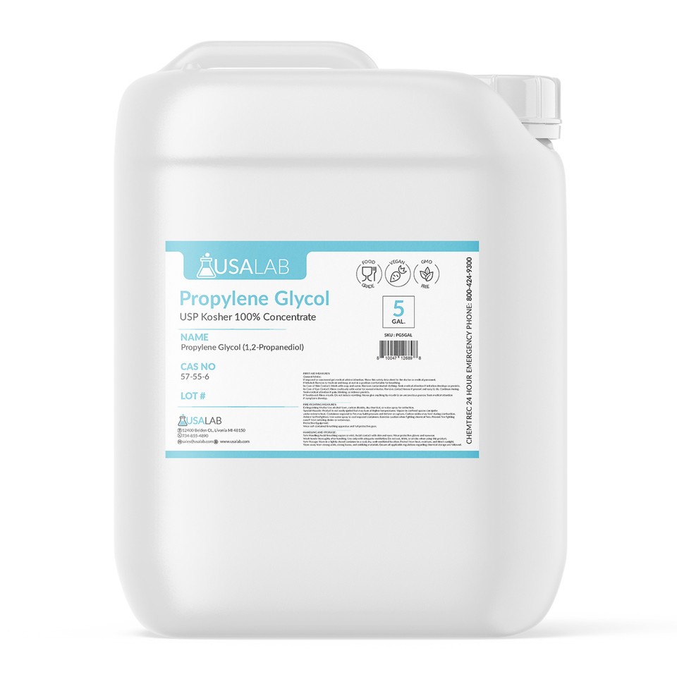 USA Lab propylene glycol USP kosher 100% concentrate 5 gallon container