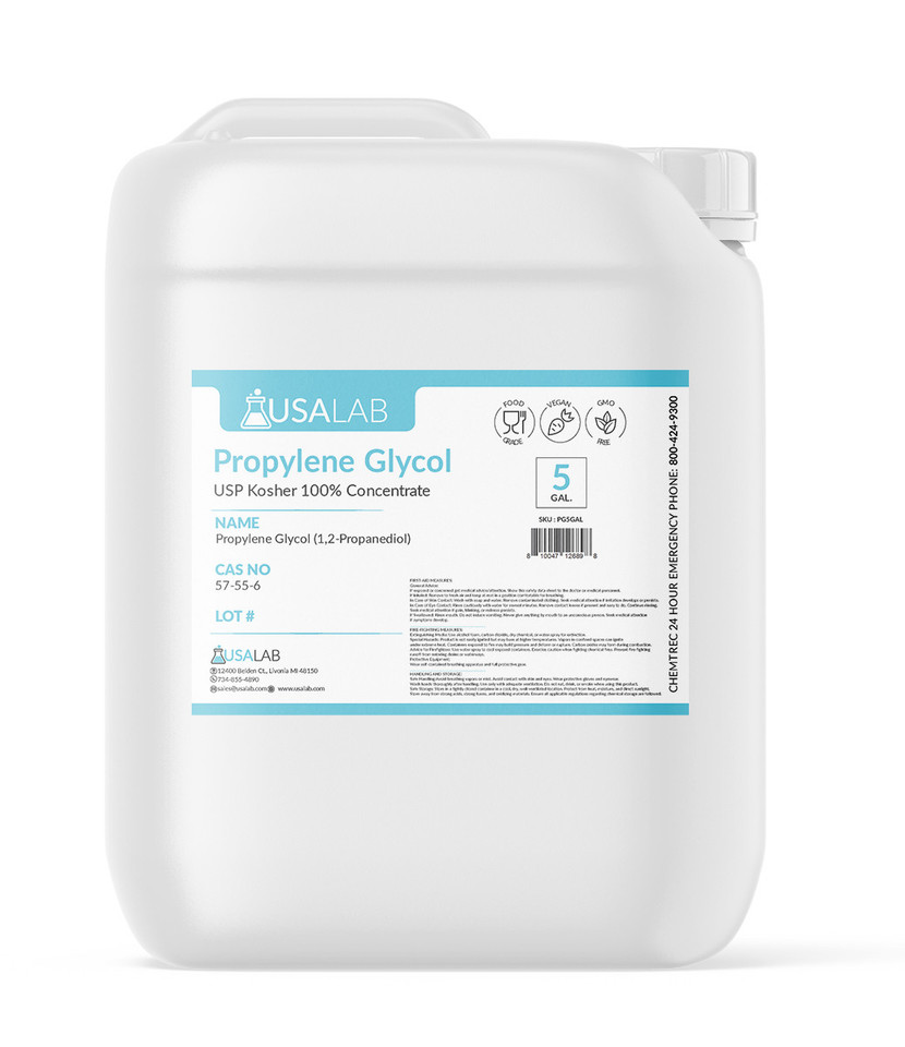 USA Lab Propylene Glycol USP Kosher 100% Concentrate -1 Gallon, 5 Gallons, 55 Gallons