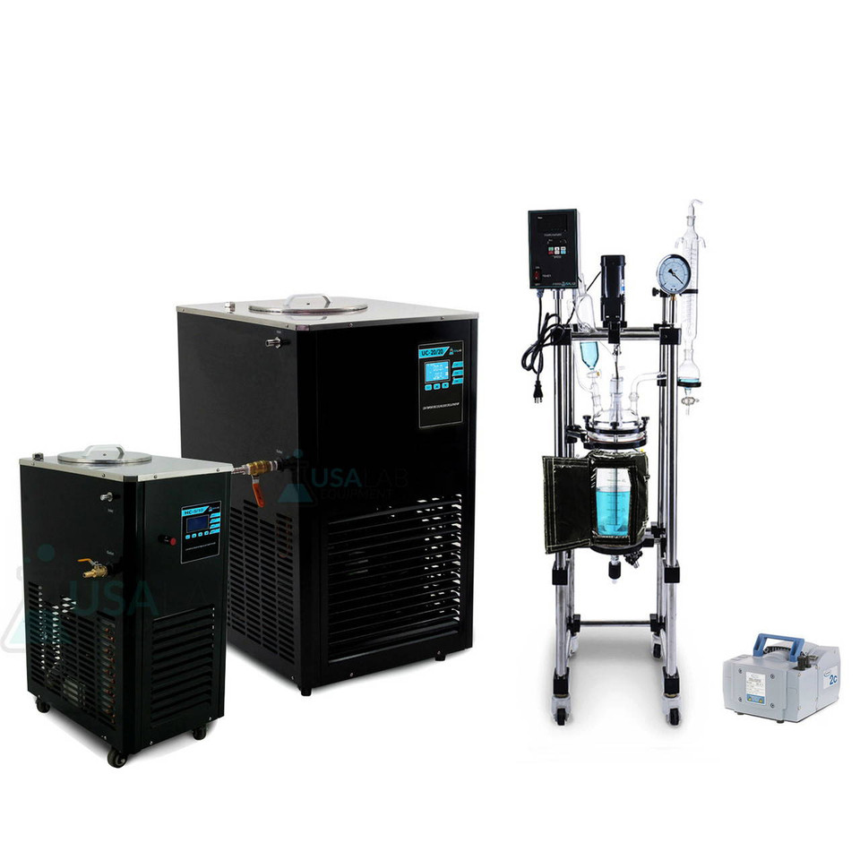 USA Lab 5L ETL Single Jacketed Glass Reactor Turnkey System  (Optional ETL, Explosion Proof & Pneumatic Mixers)