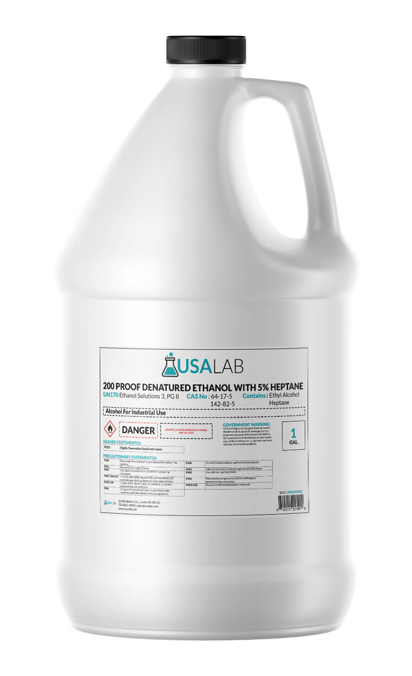 USA Lab High Purity CDA 12-A  - 200 Proof Denatured Ethanol With N-Heptane - 1Gal, 5Gal, 55Gal, 270Gal