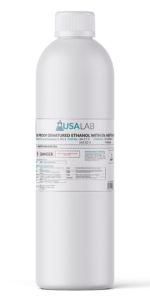 USA Lab High Purity CDA 12-A  - 200 Proof Denatured Ethanol With N-Heptane - 1Gal, 5Gal, 55Gal, 270Gal
