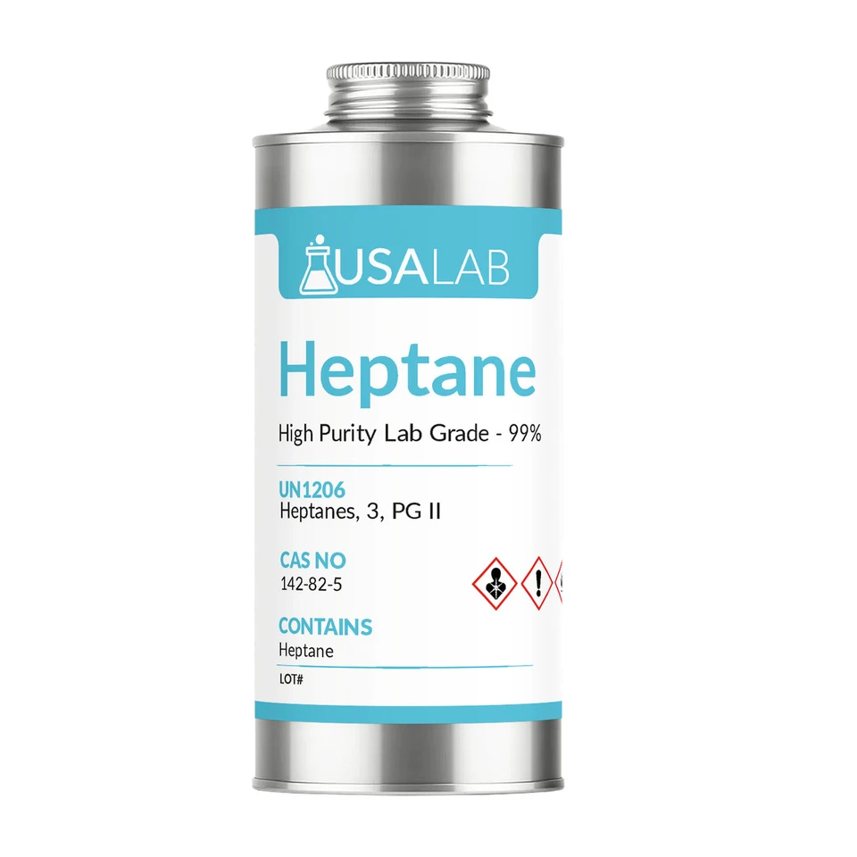 USA Lab High Purity Lab Grade Heptane 99% chemical bottle for laboratory and industrial use
