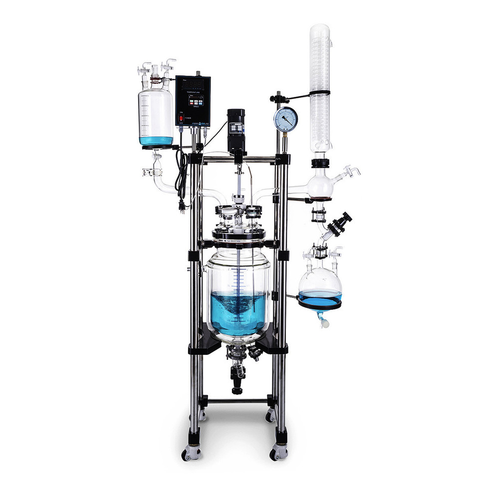 USA Lab 20L Single Jacketed Glass Reactor w/ Ultrasonic Wand
