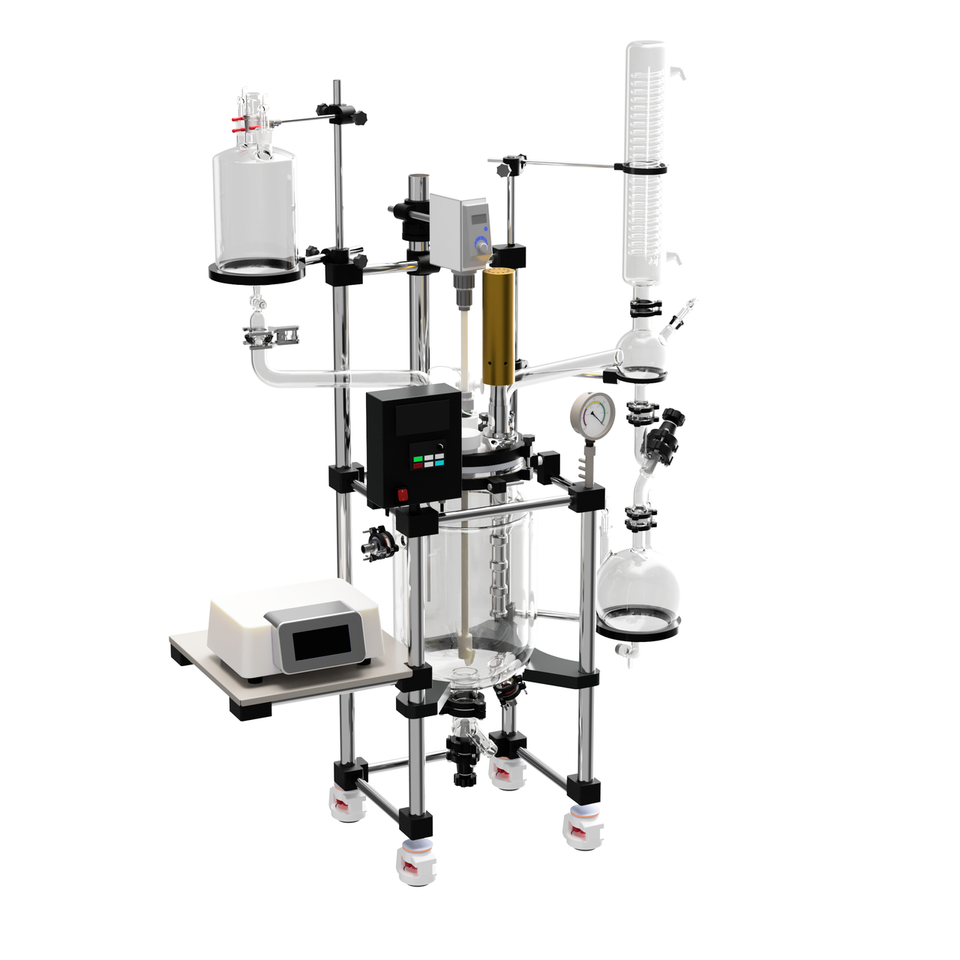USA Lab 20L Single Jacketed Glass Reactor w/ Ultrasonic Wand