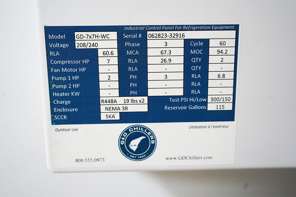 G&D 7x7  Multi Stage Chiller - Water Cooled -USED