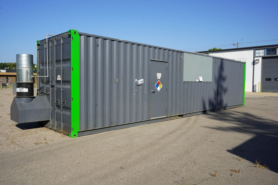 Pre-owned C1D1 container booth with compliant electrical and ventilation system