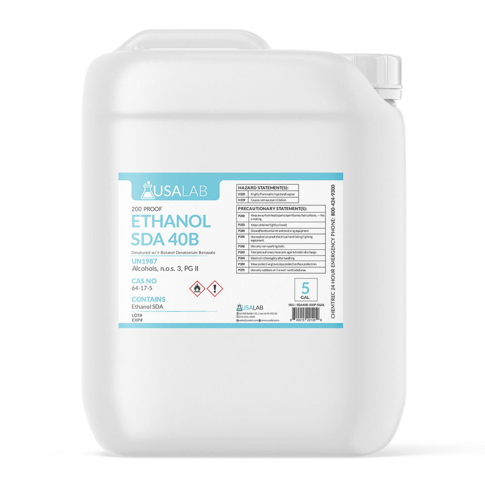 USA Lab ethanol SDA 40B 200 proof 5 gallon jug