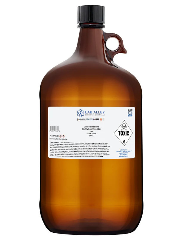 Lab Alley Dichloromethane (Methylene Chloride) Lab Grade chemical solvent container
