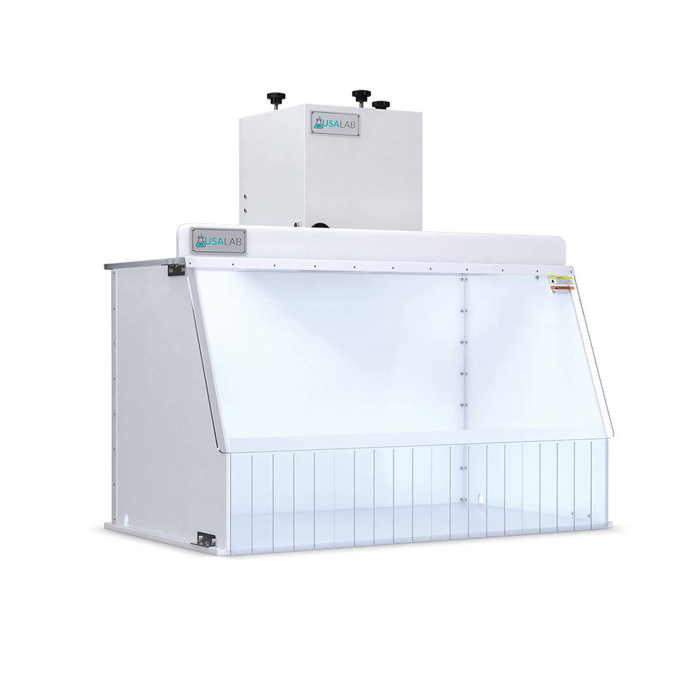 USA Lab Ductless Fume Hood designed for laboratory chemical vapor filtration and user protection, featuring ductless air filtration technology for safe indoor lab use.