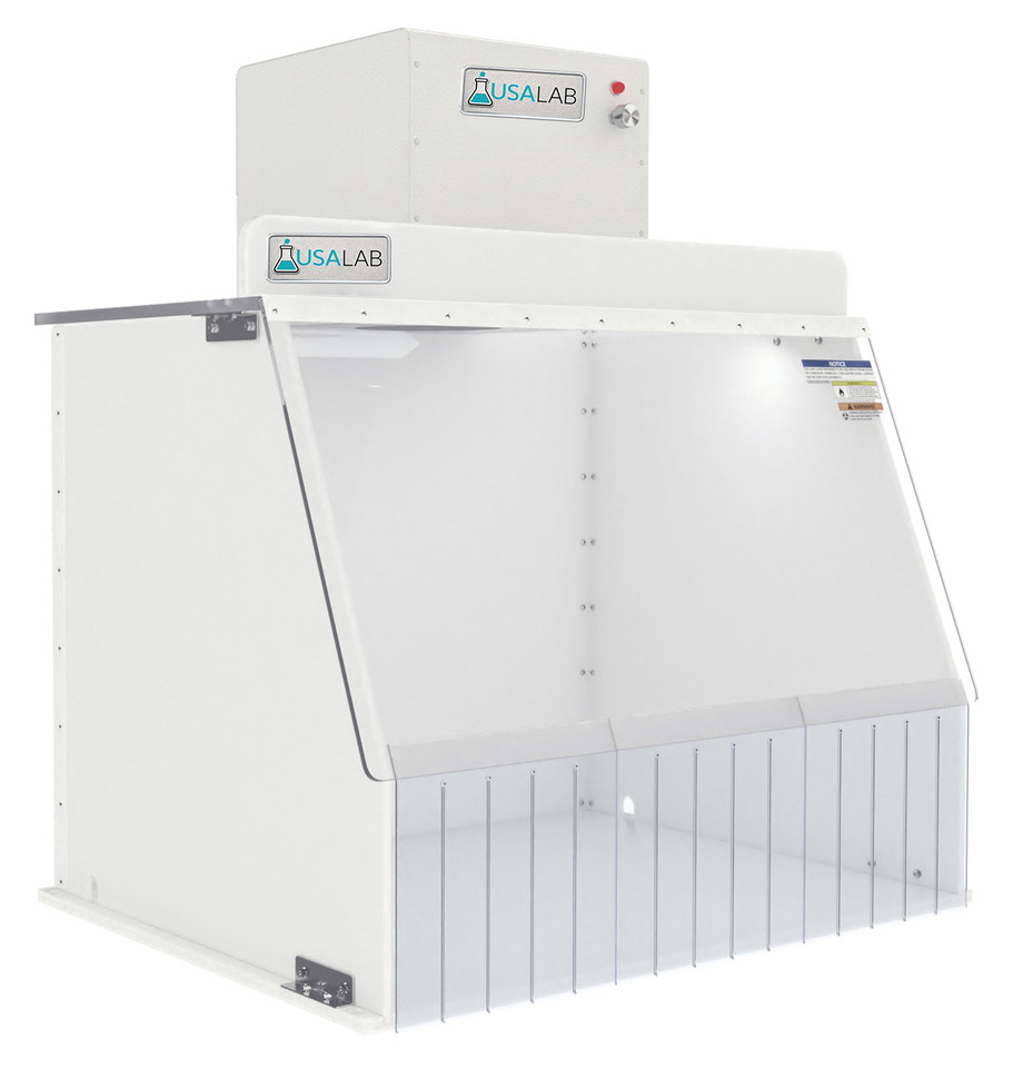 USA Lab Portable Clean Room PCR ISO Class 5 Laminar Flow Hood providing HEPA-filtered laminar airflow for particle-free workspace and contamination-sensitive laboratory applications.