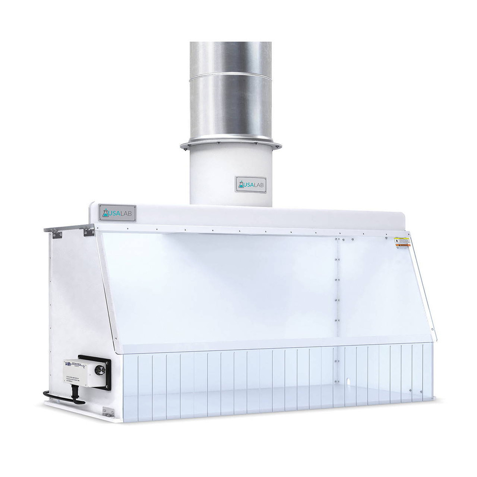 USA Lab ducted fume hood with integrated exhaust fan designed for safe removal of chemical fumes and vapors in laboratory environments