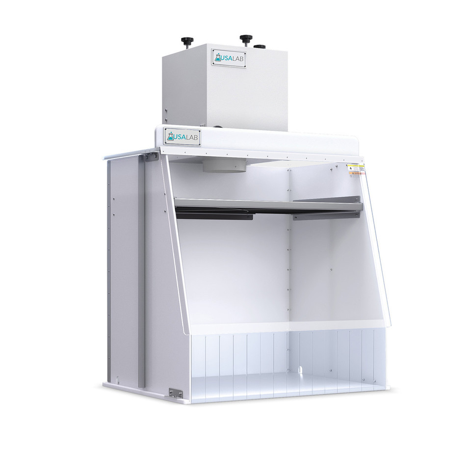 USA Lab Ductless Spray Hood by Sentry Air Systems for overspray and fume containment with recirculating filtration in laboratory and light industrial spraying applications.
