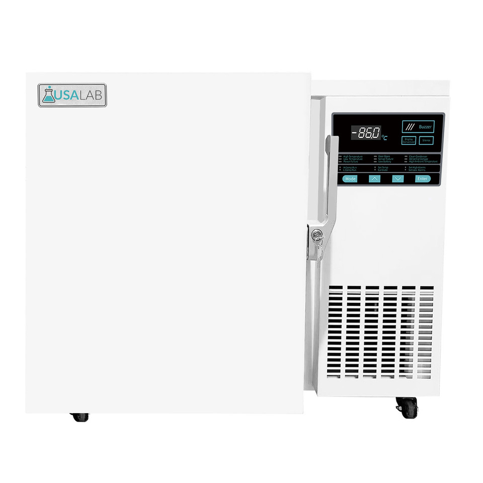 USA Lab UltraChill 2 Cu Ft -86°C undercounter ultra-low freezer with digital temperature display, compact laboratory freezer for sample and reagent storage.
