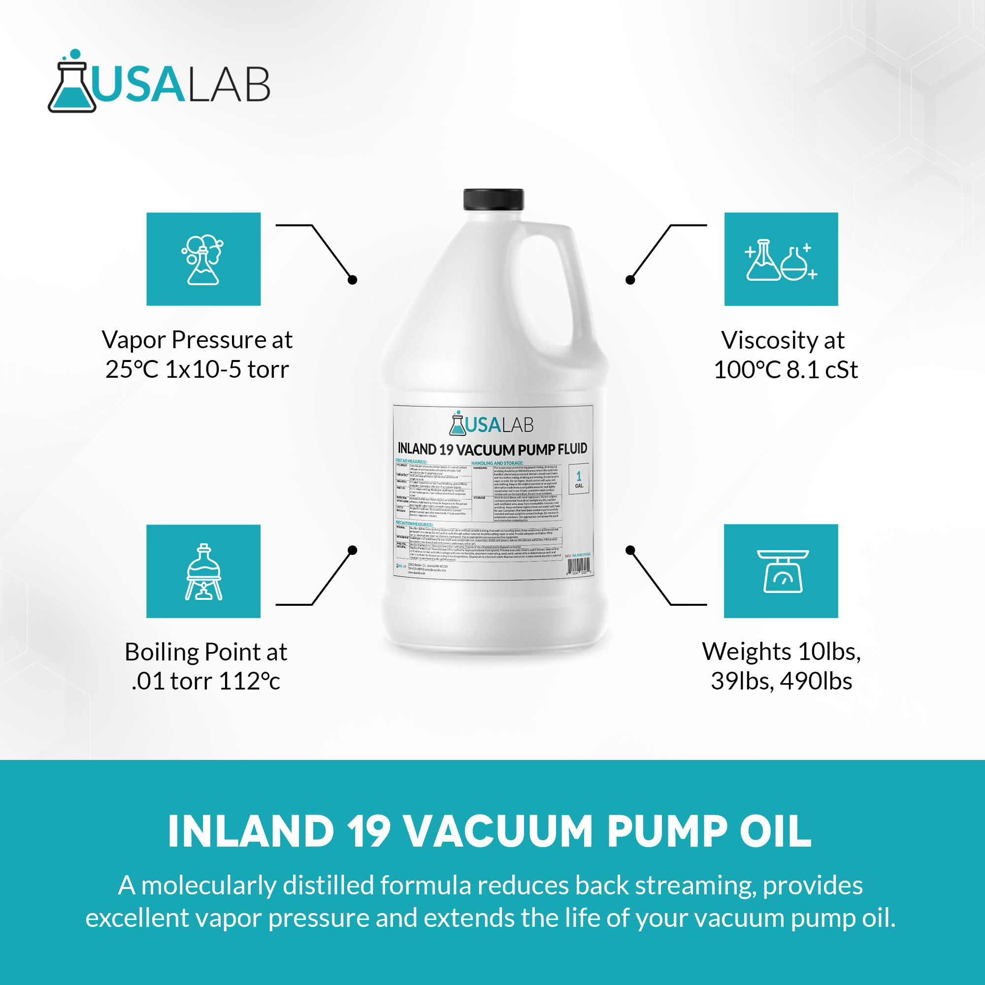 Inland 19 Hydrocarbon Vacuum Pump Oil USA Lab
