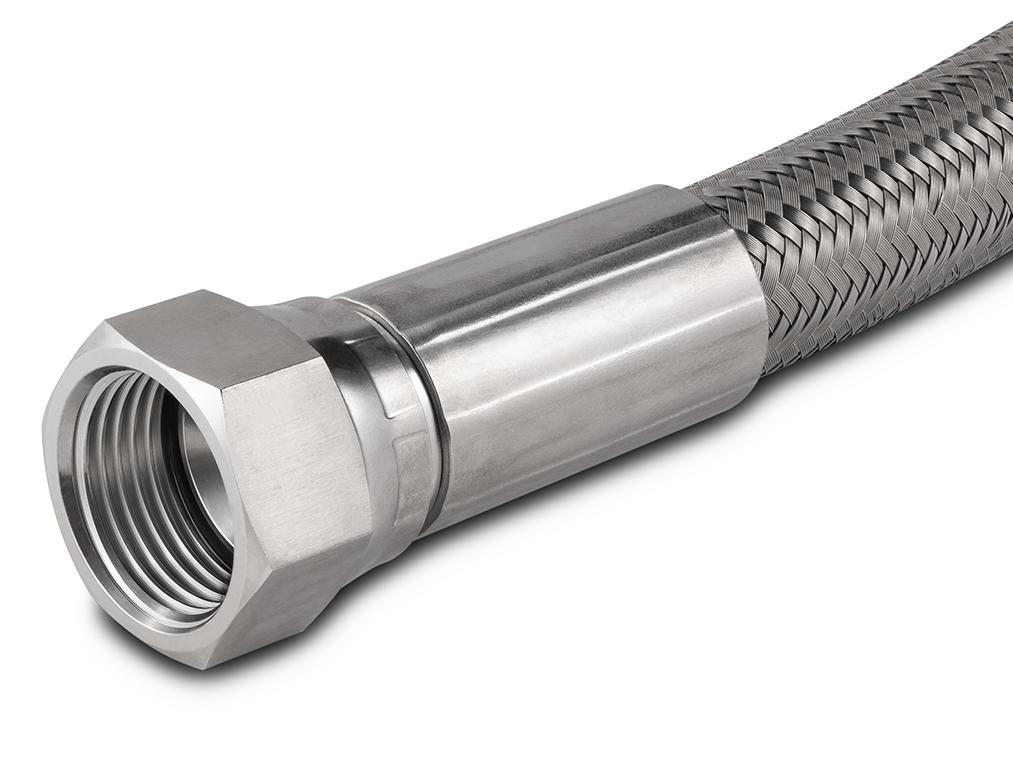 Chicago 250-025KJKABNF Stainless Steel Braided Hose (5/16-24 x 3/8)