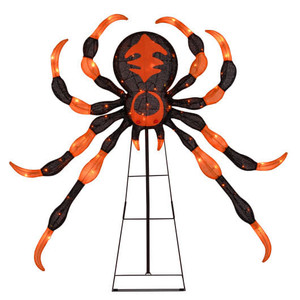 52 Inch Halloween Spider Decoration with 16 Flickering Warm White LEDs B593-CM25124US