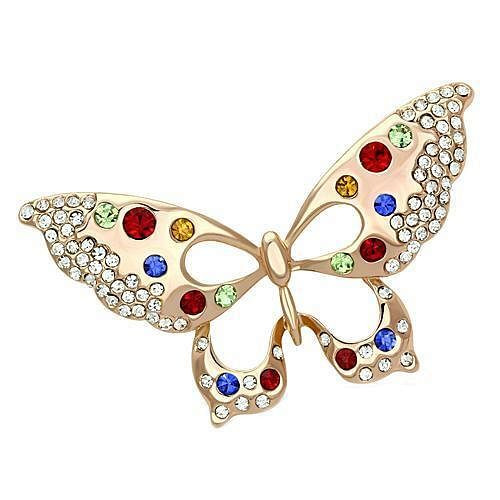 LO2907 - Flash Rose Gold White Metal Brooches with Top Grade Crystal  in Multi Color A874-LO2907