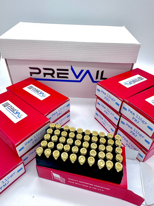 Discover top-quality 9mm ammo at Prevail Ammo. Perfect for self-defense and range training, our 9mm rounds offer reliability and performance. Enjoy free shipping on every order and fast delivery. Shop now to stock up on 9mm ammunition at competitive prices.