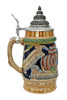 German Tavern Ceramic Beer Stein with Pewter Lid