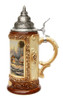 Traditional Christmas Beer Stein with Pewter Lid