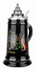 Deutschland Eagle Crest and Flags Black Glaze Beer Stein