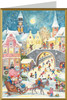 Charming Village with Skaters and Santa German Christmas Card