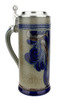 Stylized Brown Blue Salt Glaze Stoneware Beer Stein | 0.5 Liter