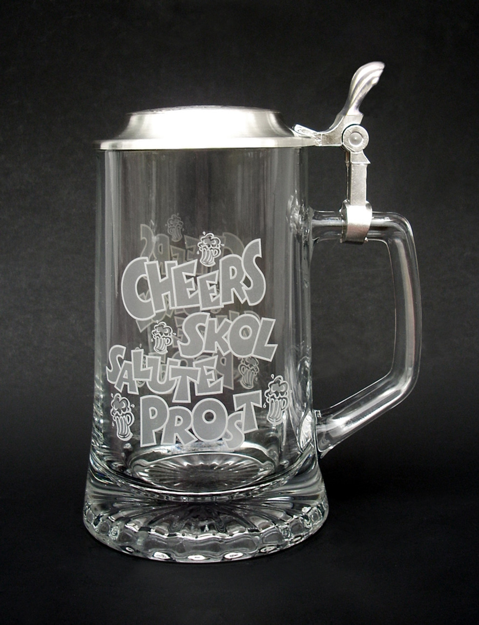 Custom Engraved Cheers! Glass Beer Stein