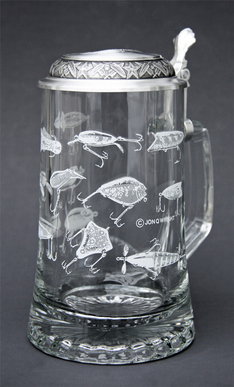 Fishing Lures Glass Beer Stein 