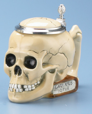 ビンテージ ブックオン スカル ビアステイン 陶器製 Germany製 Skull and Book Beer Stein - GermanSteins.com