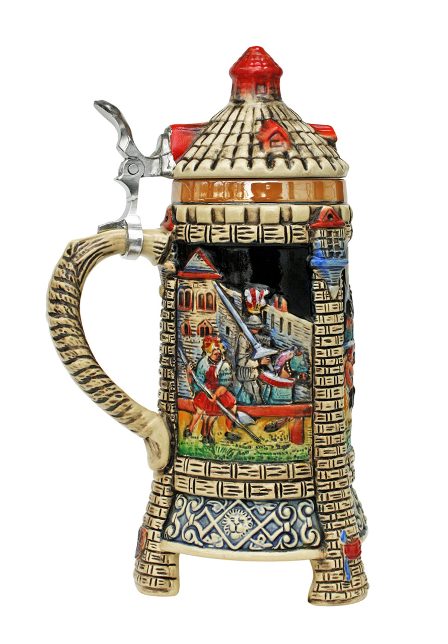 Medieval Tower Beer Stein with Stoneware Lid
