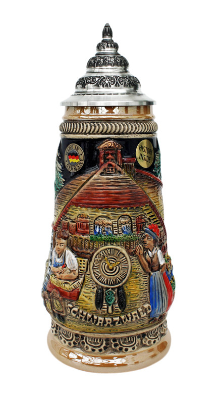Cuckoo Clock Peddler Beer Stein | Pewter Lid Beer Stein