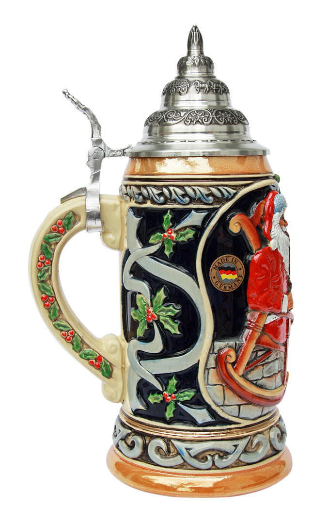 Hand Crafted German Christmas Beer Stein 'Santa at Home'
