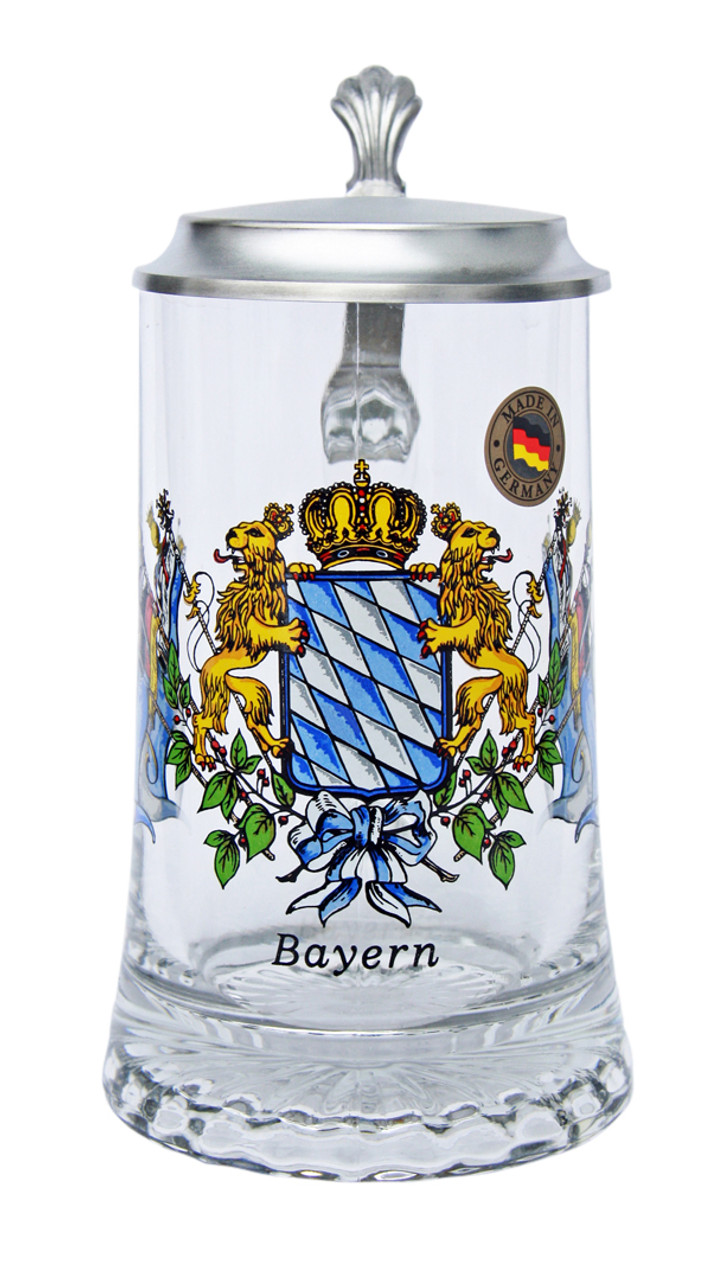 Custom Family Crest Glass Stein 26oz, Engraved Coat of Arms Large Beer Mug  — Lyoncraft Engraving