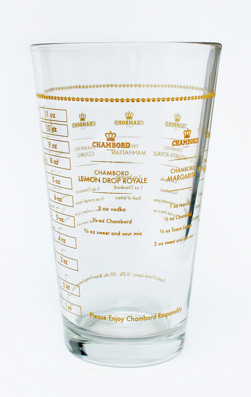 Chambord Cocktail Mixing Glass with Recipes