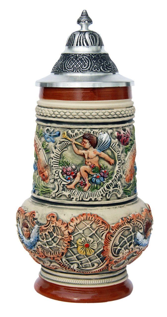 Rococo Cherub Prosit Beer Stein - GermanSteins.com