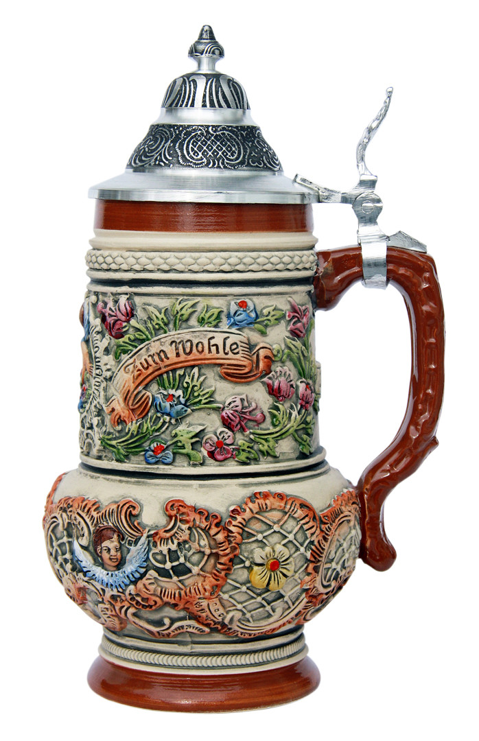 Rococo Cherub Prosit Beer Stein - GermanSteins.com