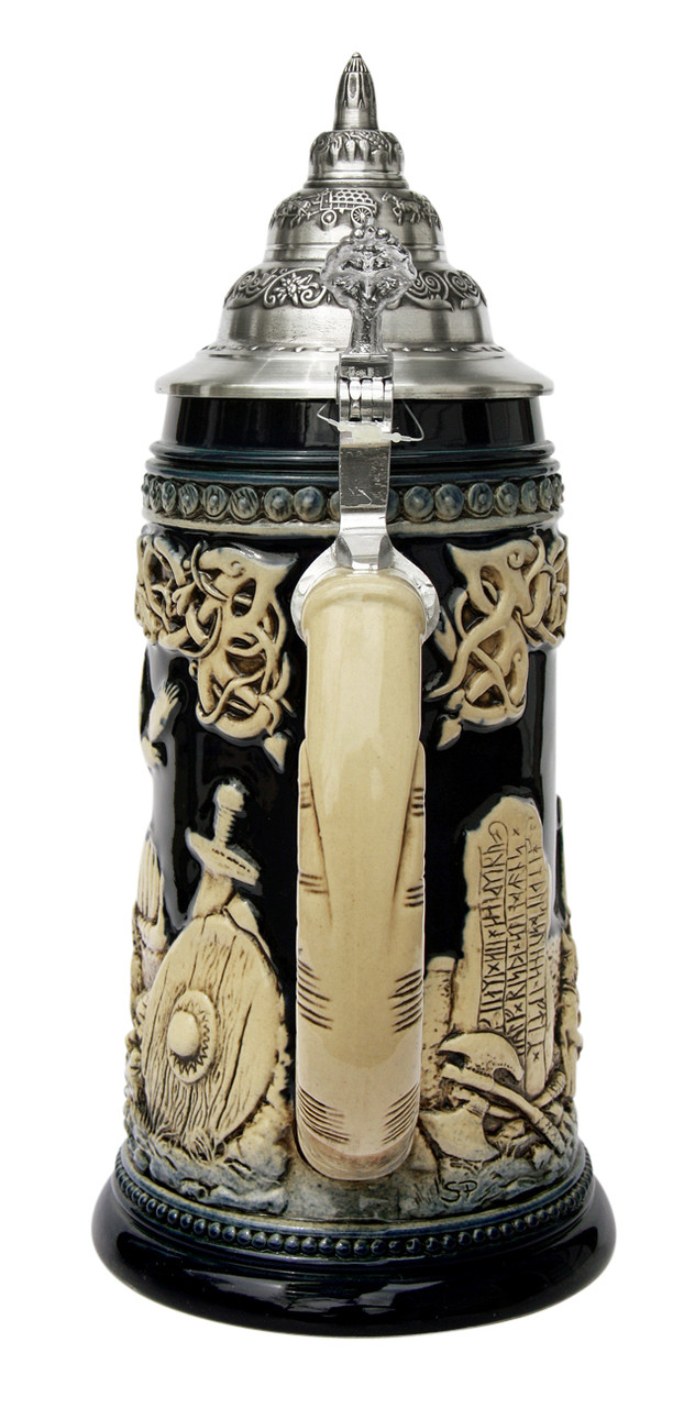 Leif Erikssen Viking Beer Stein Cobalt - GermanSteins.com
